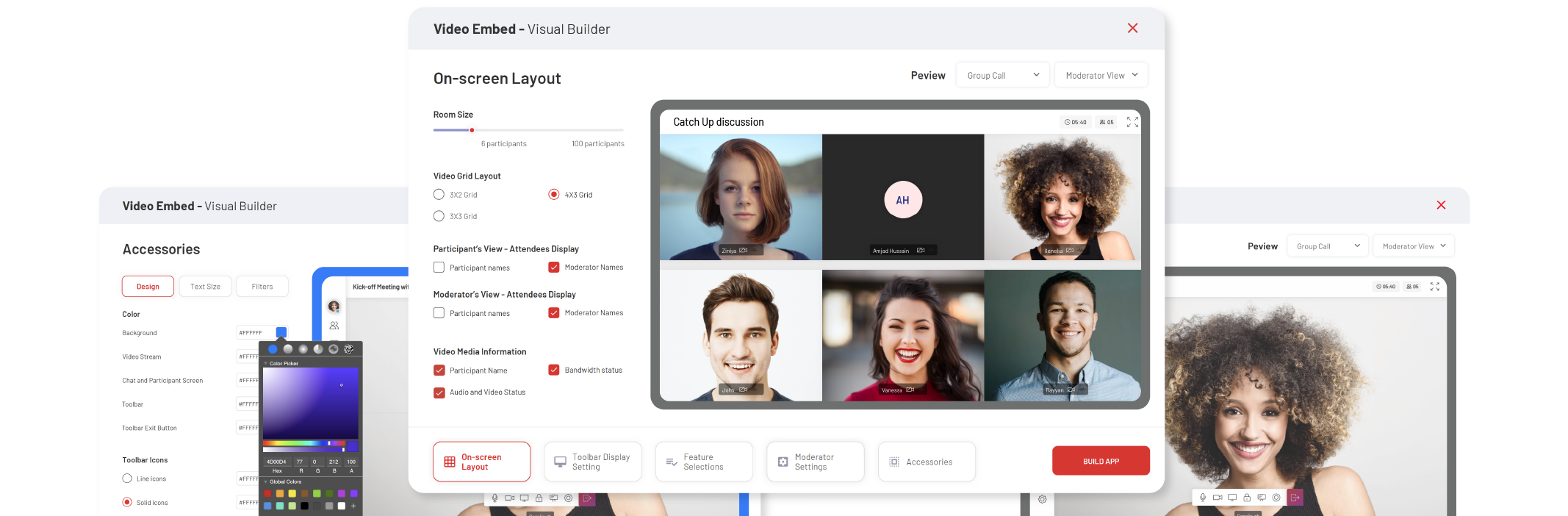 Video Embed with Video Call App Visual Builder