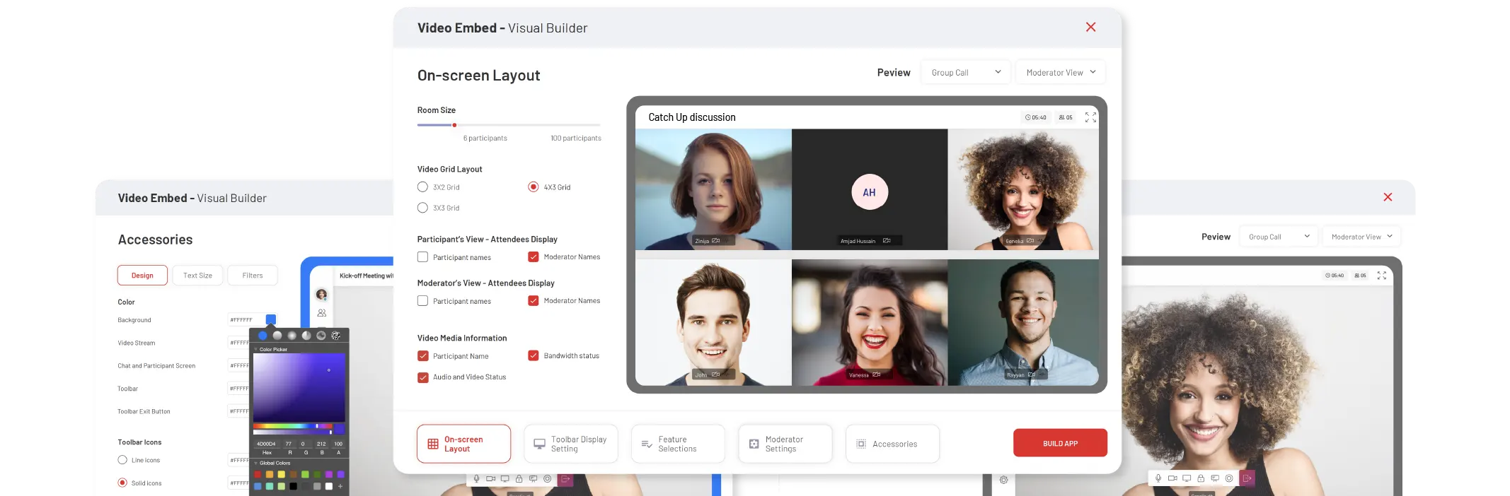 Video Embed with Video Call App Visual Builder