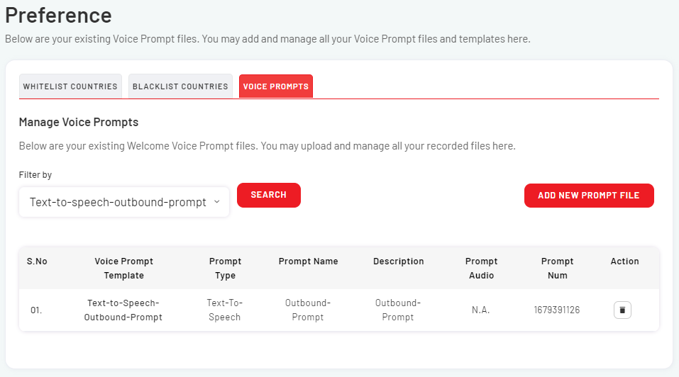 Configure Voice Prompts for voice notification service