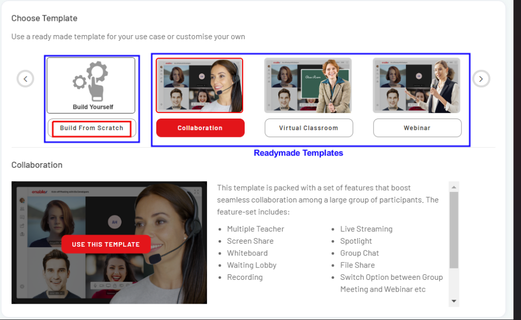 How to build video conferencing ready made templates
